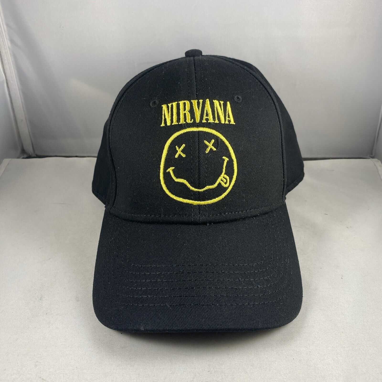 Nirvana Snapback Hat Cap Black Smiley Face Logo Licensed 2023